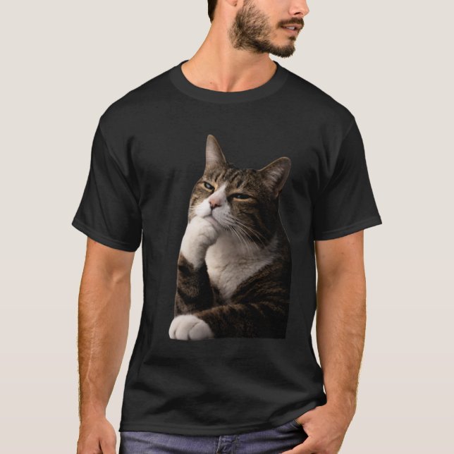 Funny Thinking Cat T-Shirt (Front)