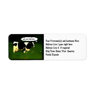 Funny Thinking Cow Return Address Label