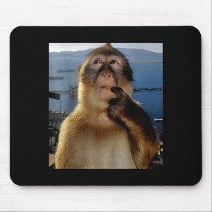 Funny Thinking Monkey Meme Curious Ape Brainrot Gi Mouse Pad