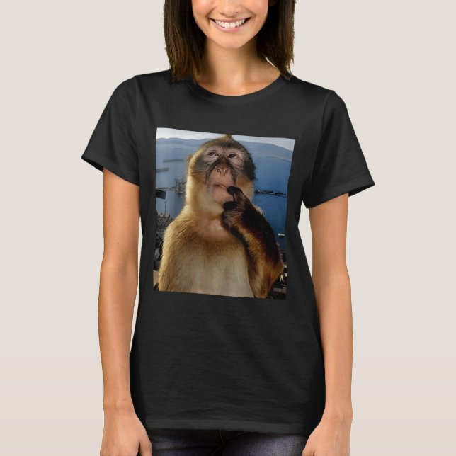 Funny Thinking Monkey Meme Curious Ape Brainrot Gi T-Shirt (Front)