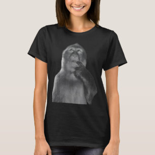 Funny Thinking Monkey Meme Curious Ape Brainrot  T-Shirt