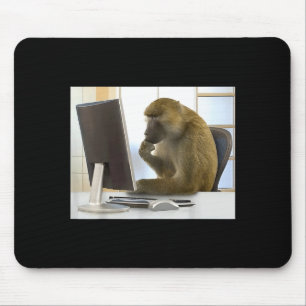 Funny Thinking Monkey Meme Office Curious Ape Brai Mouse Pad
