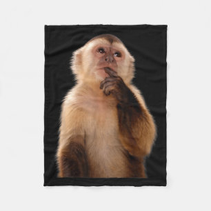 Funny thinking monkey meme sarcastic fleece blanket