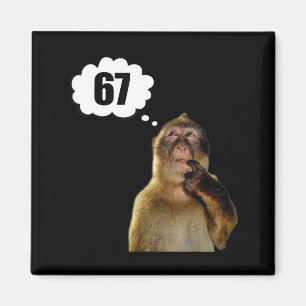 Funny Thinking Monkey Meme Six Seven 6 7 Meme  Magnet