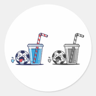 Funny Thirsty Soccer Ball Needing Cold Water Drink Classic Round Sticker