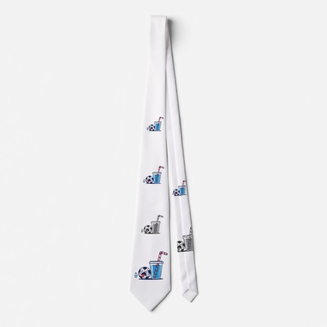 Funny Thirsty Soccer Ball Needing Cold Water Drink Tie (Front)