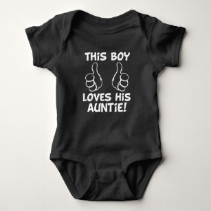 Funny This Boy Loves his Auntie funny baby boy Baby Bodysuit