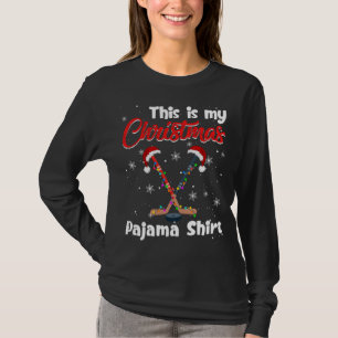 Funny This Is My Christmas Hockey Pajama Xmas Ligh T-Shirt