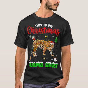 Funny This Is My Christmas Pajama Tiger Red Plaid T-Shirt