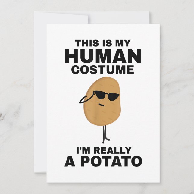 Funny This is My Human Costume I'm Really a Potato Invitation (Front)