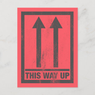 Funny this way up sign postcard