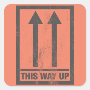 Funny this way up sign square sticker