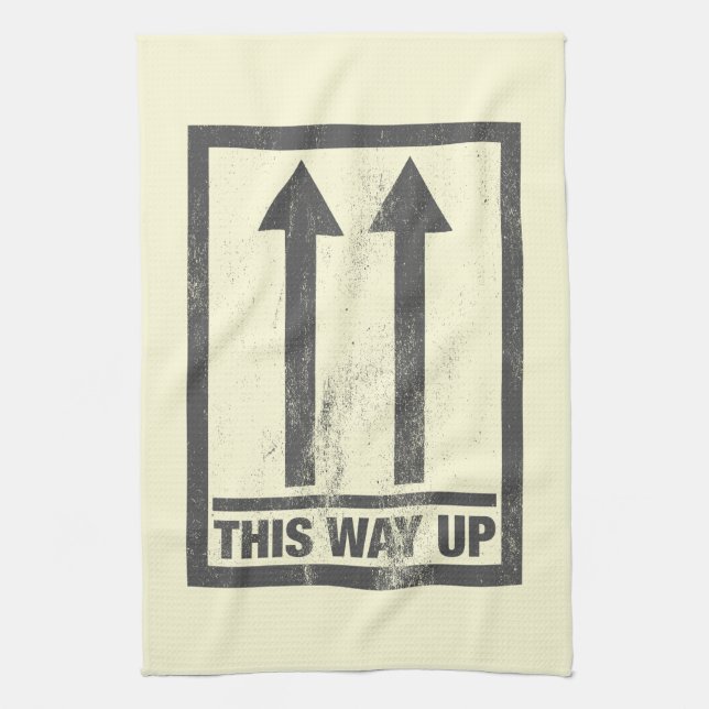 Funny this way up sign tea towel (Vertical)