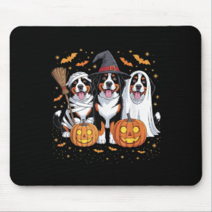 Funny Three Bernese Mountain Pumpkin Halloween Dog Mouse Pad