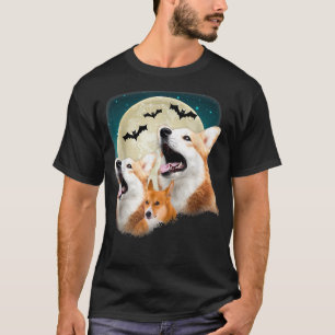 Funny Three Corgi Halloween and Halloween Moon  T-Shirt