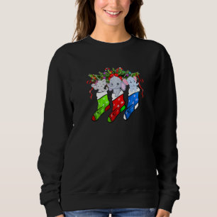 Funny Three Elephant In Sock Christmas Tee Elephan