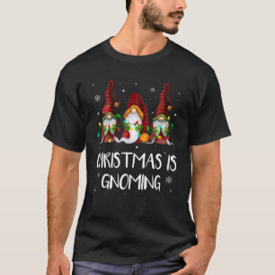Funny Three Gnomes Christmas Xmas Lights Kids Fami T-Shirt