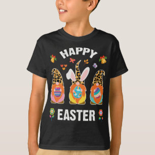 Funny Three Gnomes Holding Egg Happy Easter Day T-Shirt