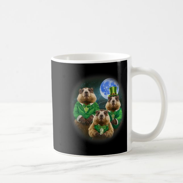 Funny Three Groundhog Moon 3 Groundhog Head St Pat Coffee Mug (Right)