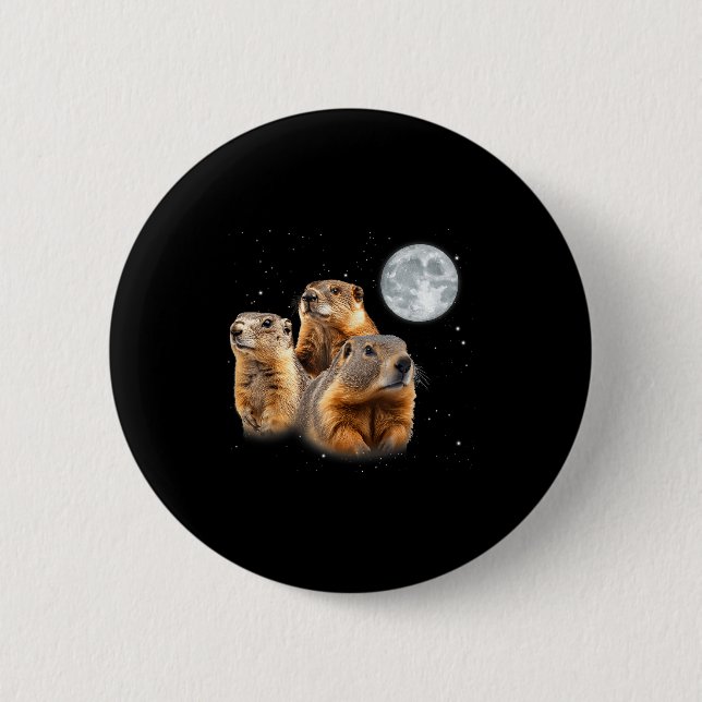 Funny Three Groundhog Moon Groundhog Day  6 Cm Round Badge (Front)