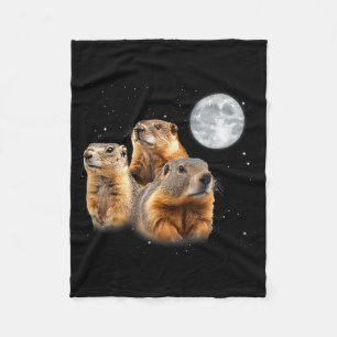 Funny Three Groundhog Moon Groundhog Day Fleece Blanket