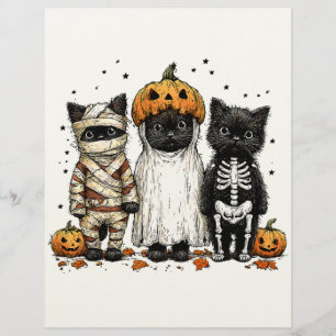 Funny Three Halloween Cats Custom Letterhead