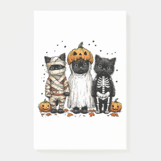 Funny Three Halloween Cats Post-it Notes (Front)