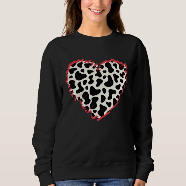 Funny three Hearts Cow Pattern for Cow Lover-valen Sweatshirt (Front)