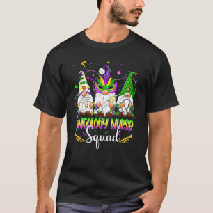 Funny Three Nordic Gnomes Oncology Nurse Mardi Gra T-Shirt