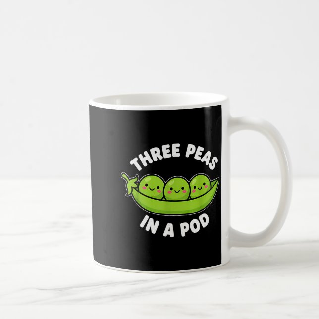Funny Three Peas In A D Cute Kawaii  Coffee Mug (Right)