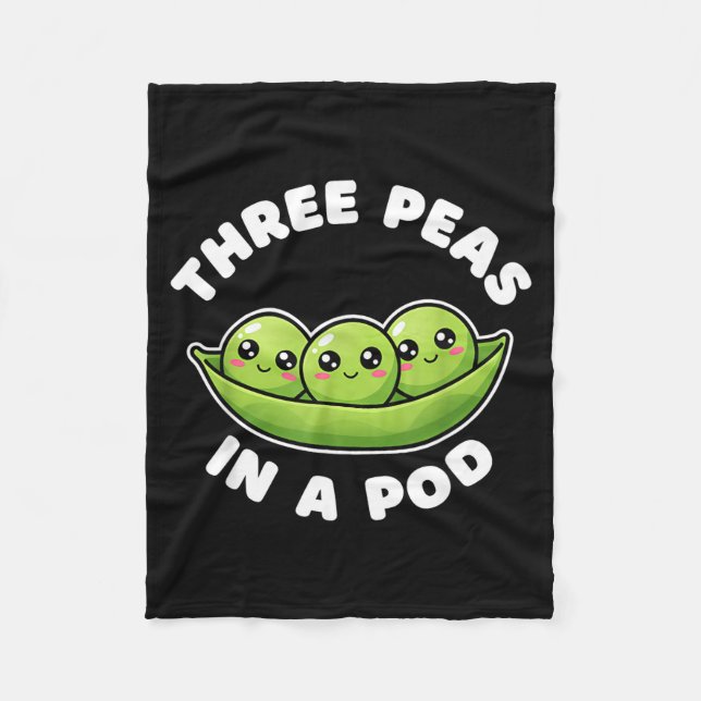 Funny Three Peas In A D Cute Kawaii  Fleece Blanket (Front)