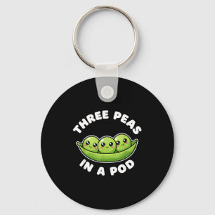 Funny Three Peas In A D Cute Kawaii Key Ring
