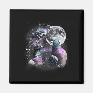 Funny Three Pigeon Moon Weird Cursed Meme 3 Pigeon Magnet