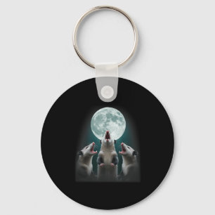 Funny Three Possum Moon _ 3 Opossum And Dead Moon Key Ring