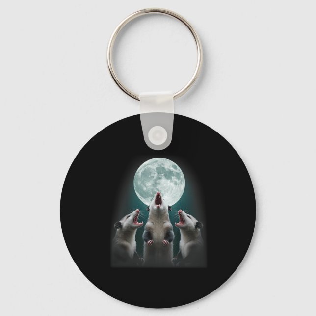Funny Three Possum Moon _ 3 Opossum And Dead Moon  Key Ring (Front)