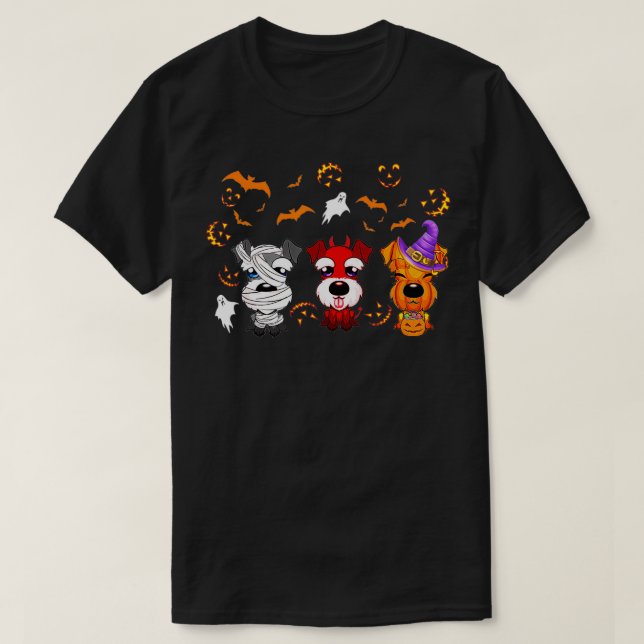 Funny Three Schnauzer Halloween Costume  T-Shirt (Design Front)