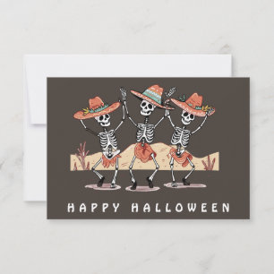 Funny Three Skeleton Halloween Card