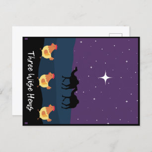 Funny Three Wise Hens Christmas Postcard