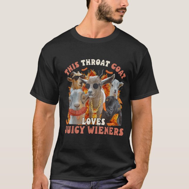 Funny Throat Goat Swallows Juicy Business Card T-Shirt (Front)