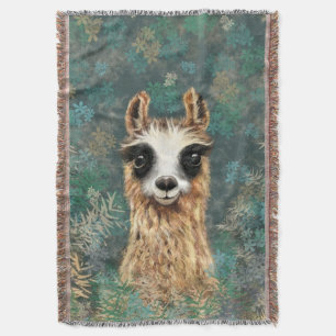 Funny Throw Blanket with Curious Llama