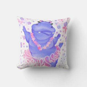 Funny Throw Pillow Ballerina Hippo Ballet Dancer