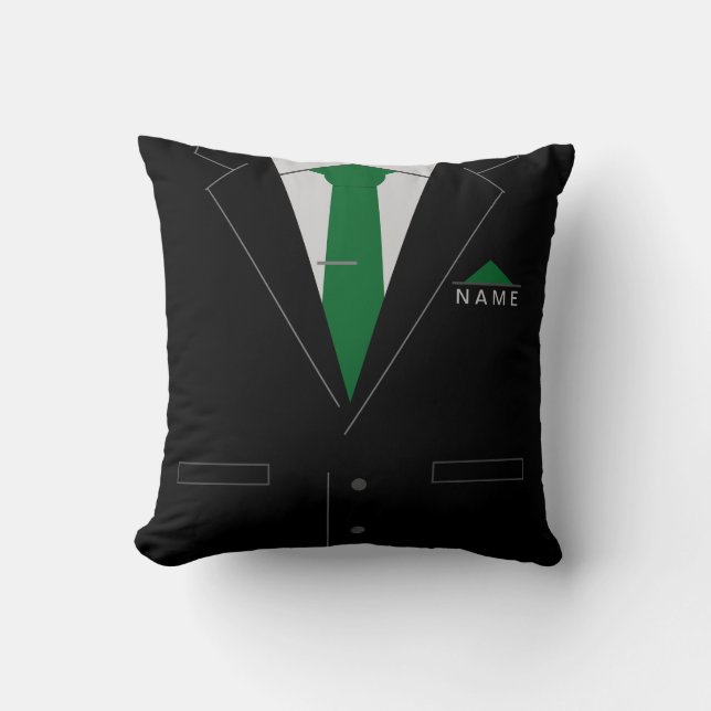 Funny Throw Pillow Business Black Suit Custom Name (Front)