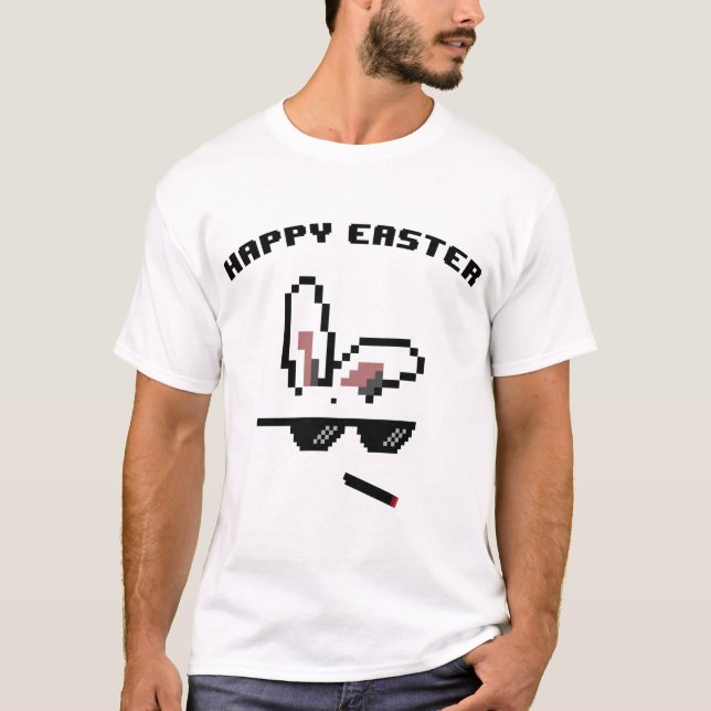 funny thug happy easter 8bit design T-Shirt (Front)