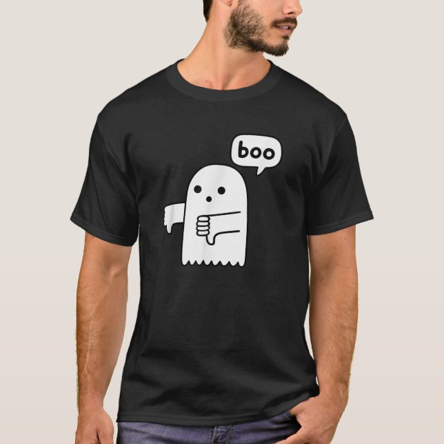 Funny Thumbs Down Ghost Screaming Boo Disapproval  T-Shirt (Front)