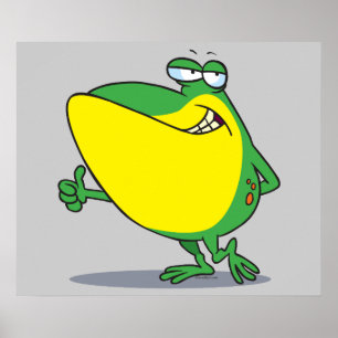 funny thumbs up frog froggy cartoon poster