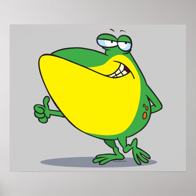 funny thumbs up frog froggy cartoon poster (Front)