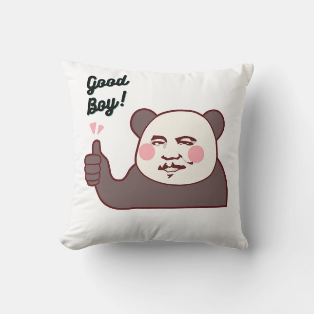 Funny Thumbs Up Panda Meme Cushion (Front)