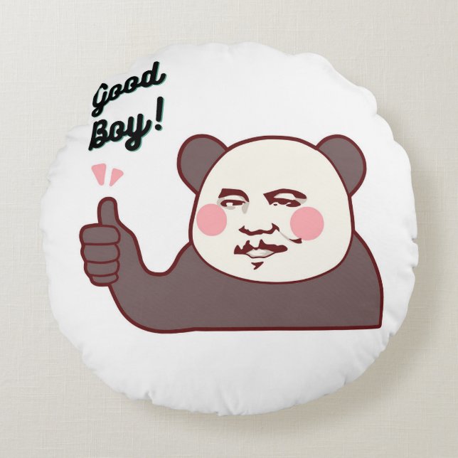 Funny Thumbs Up Panda Meme Round Cushion (Front)