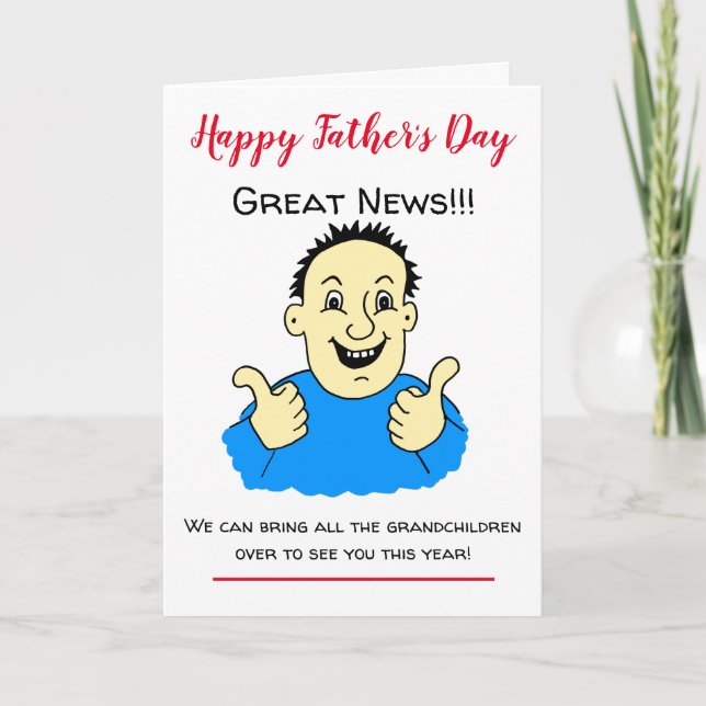 Funny Thumbs Up Visit Cartoon Father's Day Card (Front)
