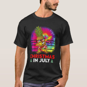 Funny Tie Dye Dabbing Pineapple Christmas In July T-Shirt